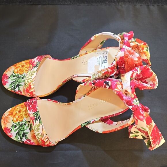 BRAND NEW NINE WEST BOBS ANKLE TIE WOMEN'S FLORAL ANKLE TIE HEELS SANDAL - Picture 6 of 16
